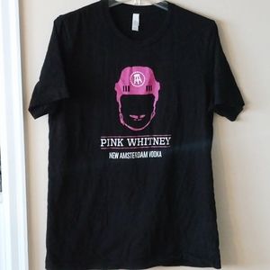 PINK Whitney Vodka T-Shirt "Not a big deal" size LARGE Black & Pink Shirt
